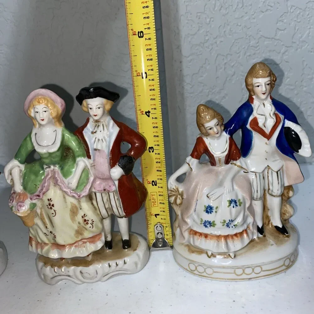 VTG Occupied Japan Colonial Couples Courting Figurine Set Lot 3 Porcelain 5”